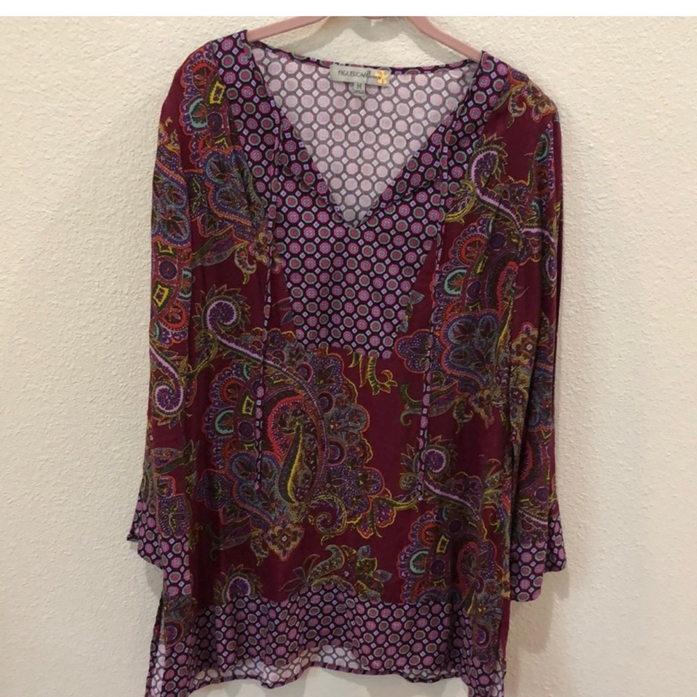 Figueroa & Flower tunic/mini dress in purple/ paisley